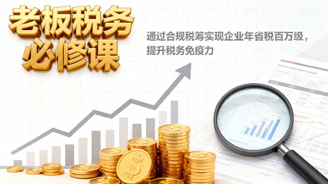 老板税务必修课，通过合规税筹实现企业年省税百万级，提升税务免疫力-摇钱树